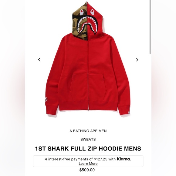 Bape 1st edition Hoodie Red - Picture 3 of 3